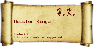 Heisler Kinga névjegykártya